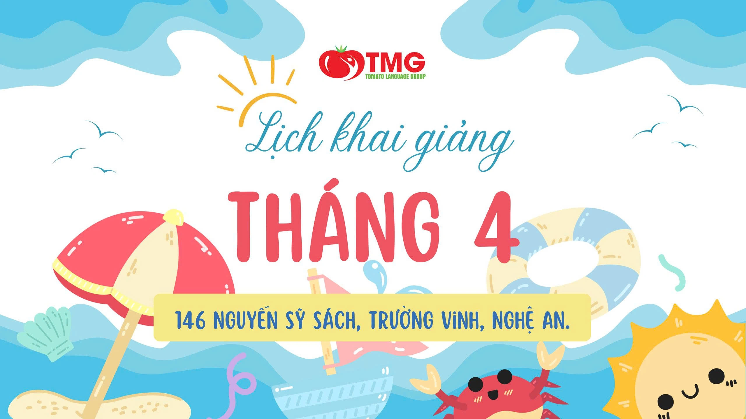 LỊCH KHAI GIẢNG THÁNG 04/2026 CỦA TOMATO CƠ SỞ NGHỆ AN - TP. VINH