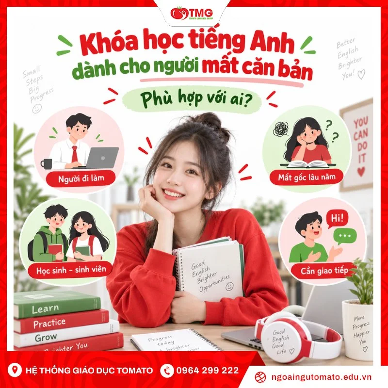 Khóa học tiếng Anh dành cho người mất căn bản phù hợp với ai?
