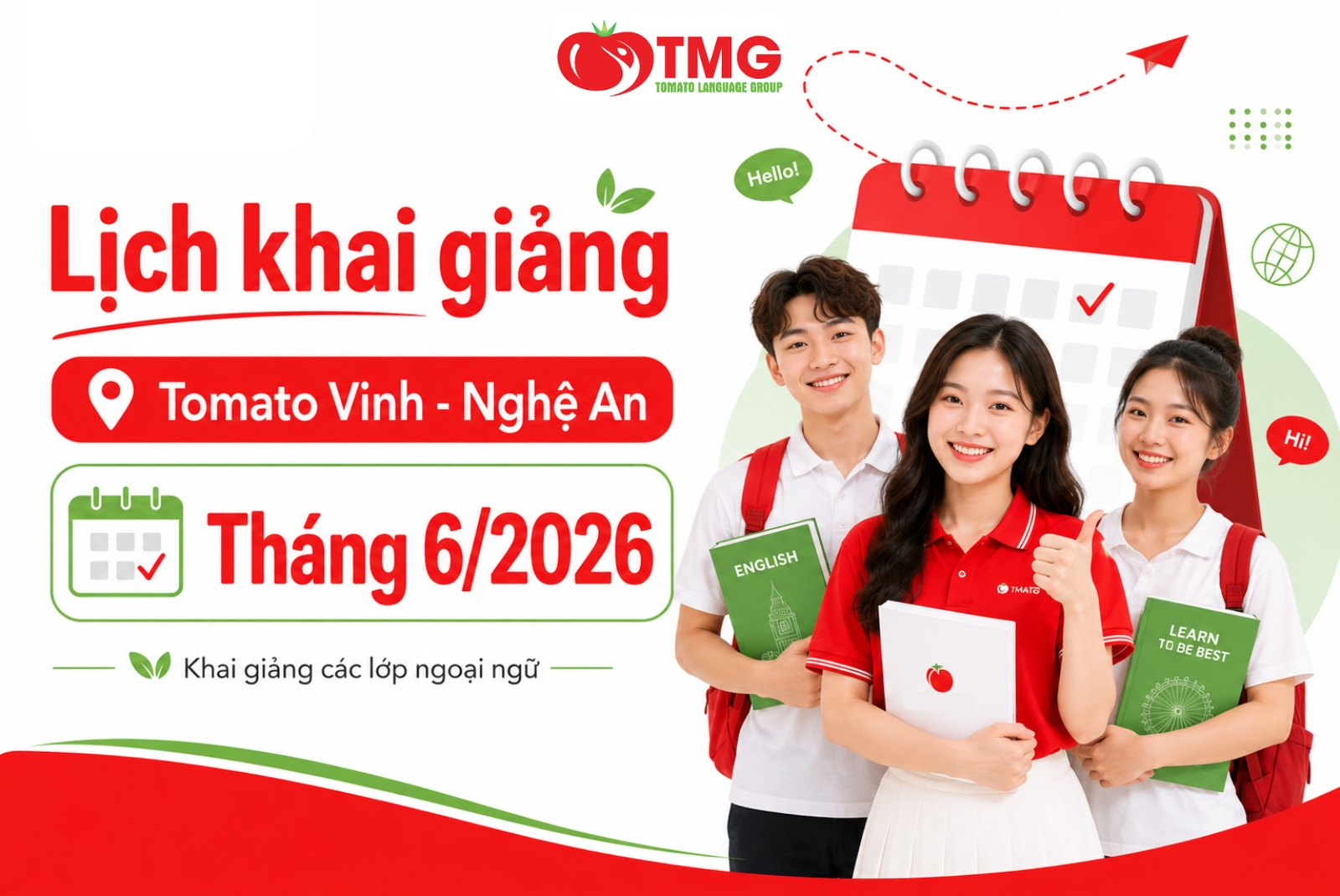 LỊCH KHAI GIẢNG THÁNG 06/2026 CỦA TOMATO CƠ SỞ NGHỆ AN - TP. VINH