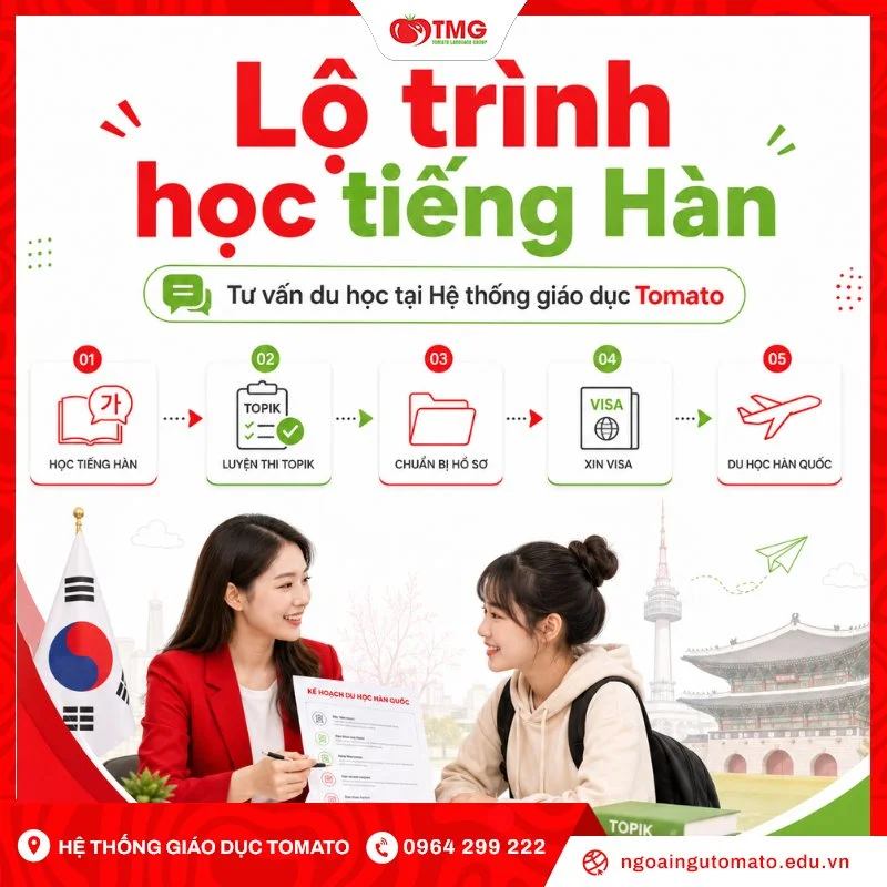 Lộ trình học tiếng Hàn và tư vấn du học tại Hệ thống giáo dục Tomato