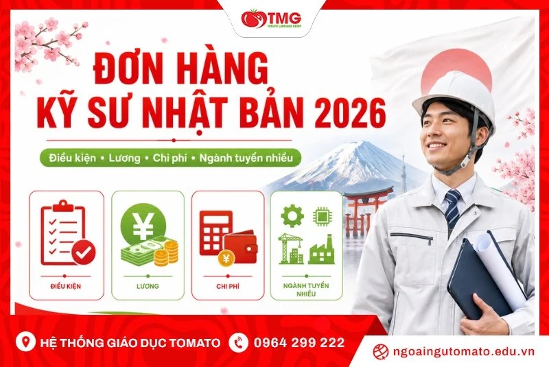 Đơn hàng kỹ sư Nhật Bản 2026: Điều kiện, lương, chi phí và ngành tuyển nhiều