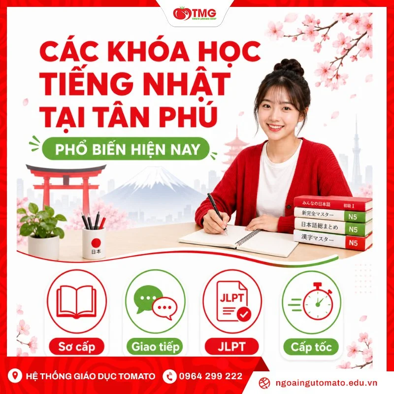 Các khóa học tiếng Nhật tại Tân Phú phổ biến hiện nay