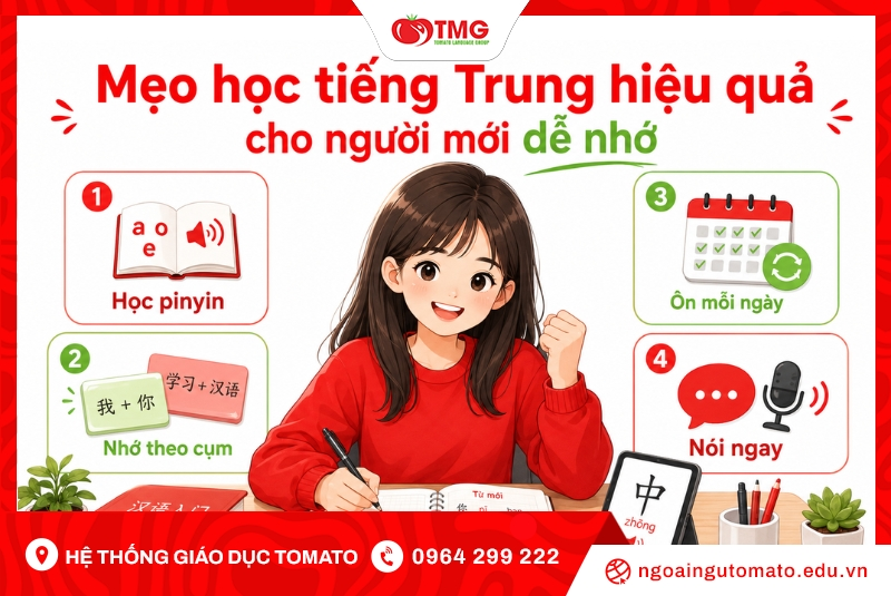 Mẹo học tiếng Trung hiệu quả cho người mới bắt đầu
