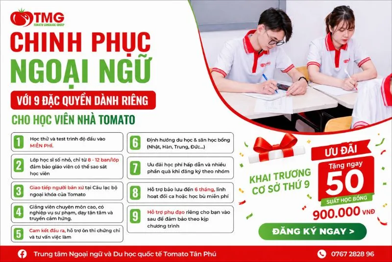 Ưu đãi khóa học ngoại ngữ Tomato Tân Phú có gì nổi bật?