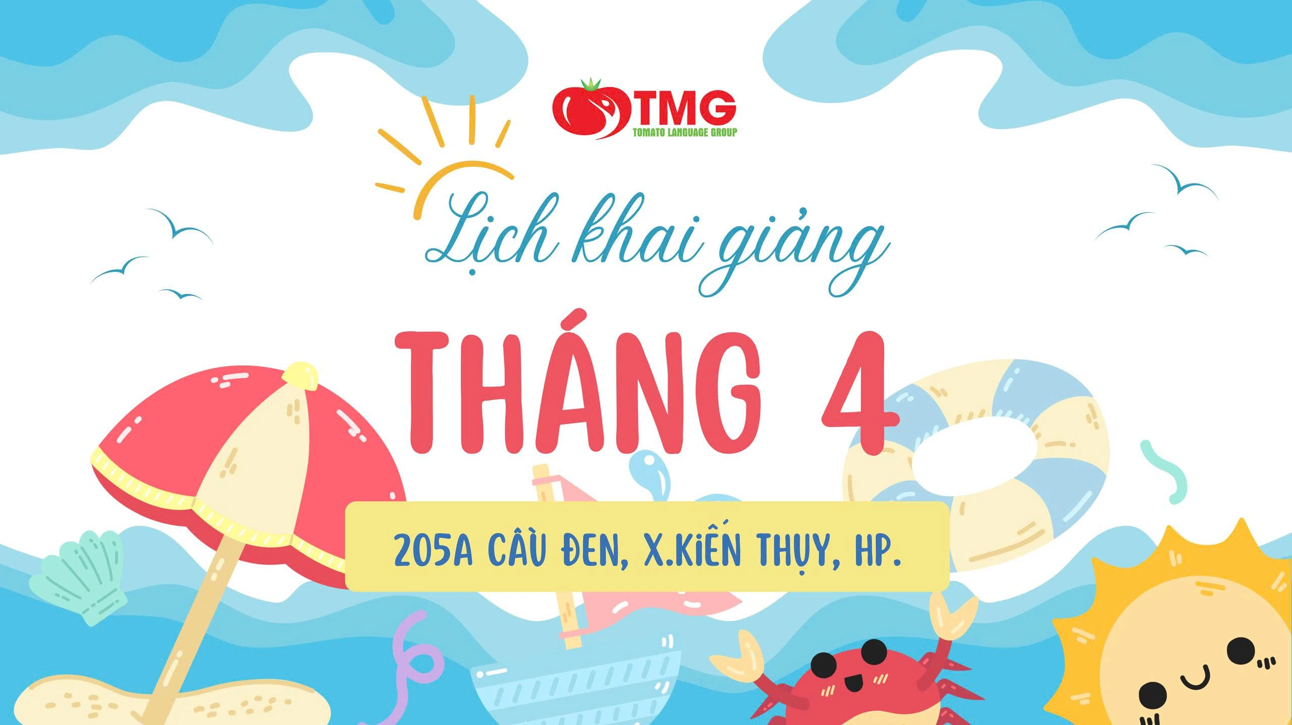 LỊCH KHAI GIẢNG THÁNG 04/2026 CỦA TOMATO CƠ SỞ KIẾN THUỴ